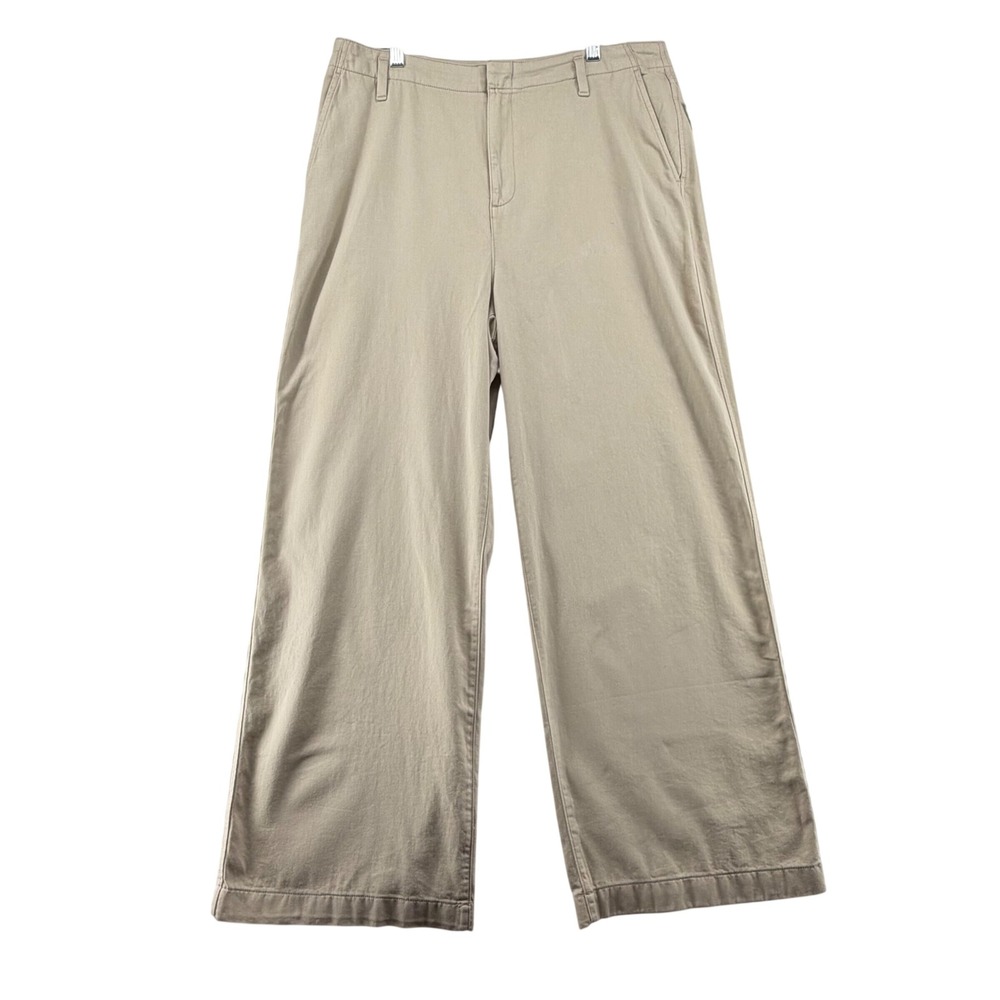 Gap Broken Twill Chino Khaki Wide Leg High Rise Pants Womens 14 W35x29.5L Beige